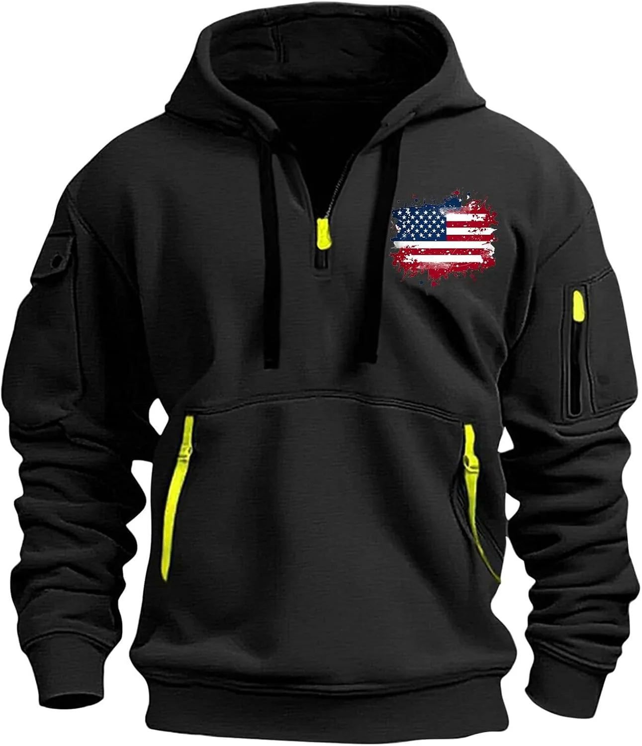 

Тактический худи для мужчин с четвертью молнией, зимний карго с карманами