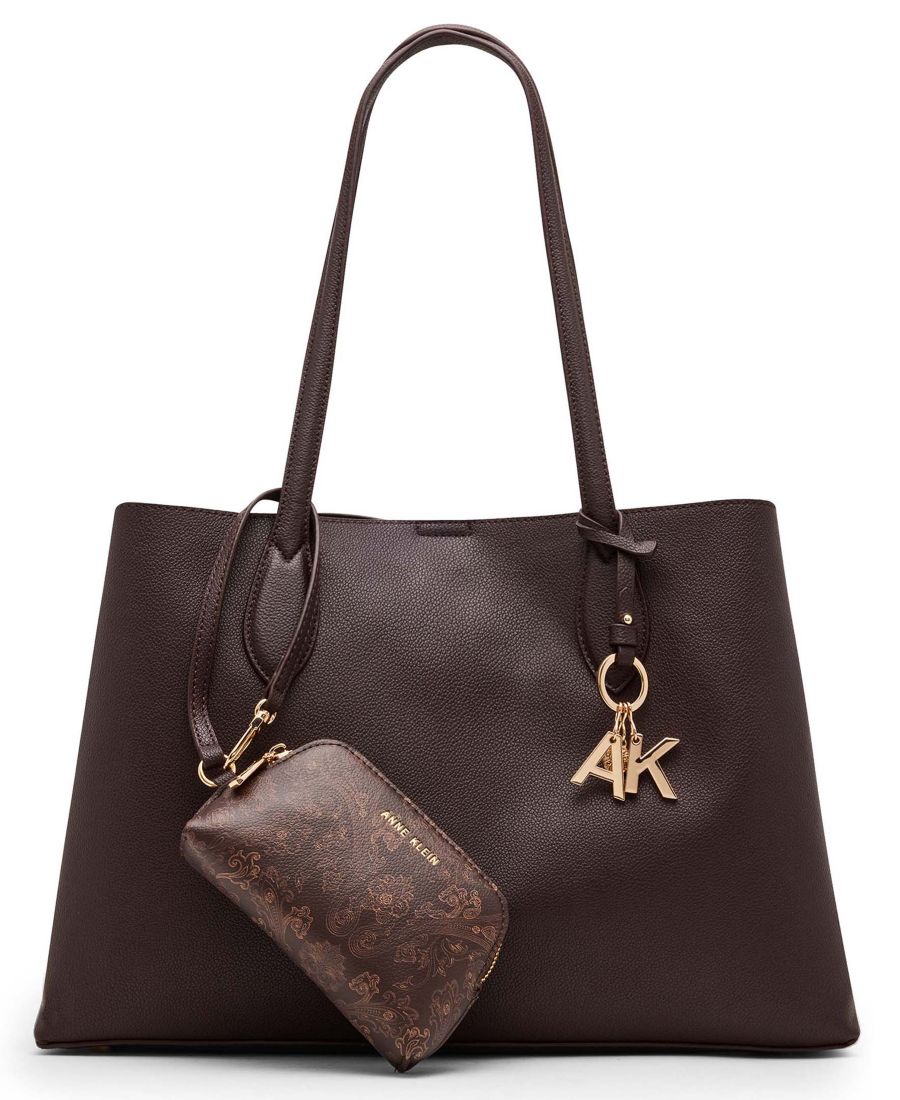 

Сумка-тоут с двумя отделениями и внутренним карманом из искусственной кожи Anne Klein, Brown