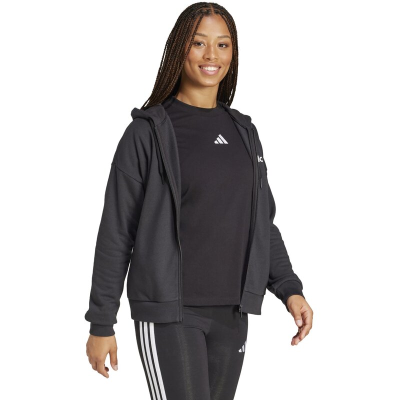 Толстовка с капюшоном, линейный французский трикотаж Adidas, черный — фото 4