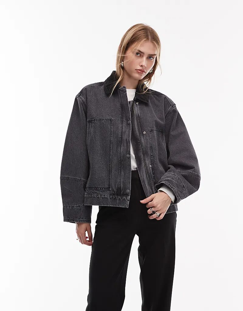 

Куртка ARKET из парусины черного цвета с контрастным воротником из вельвета