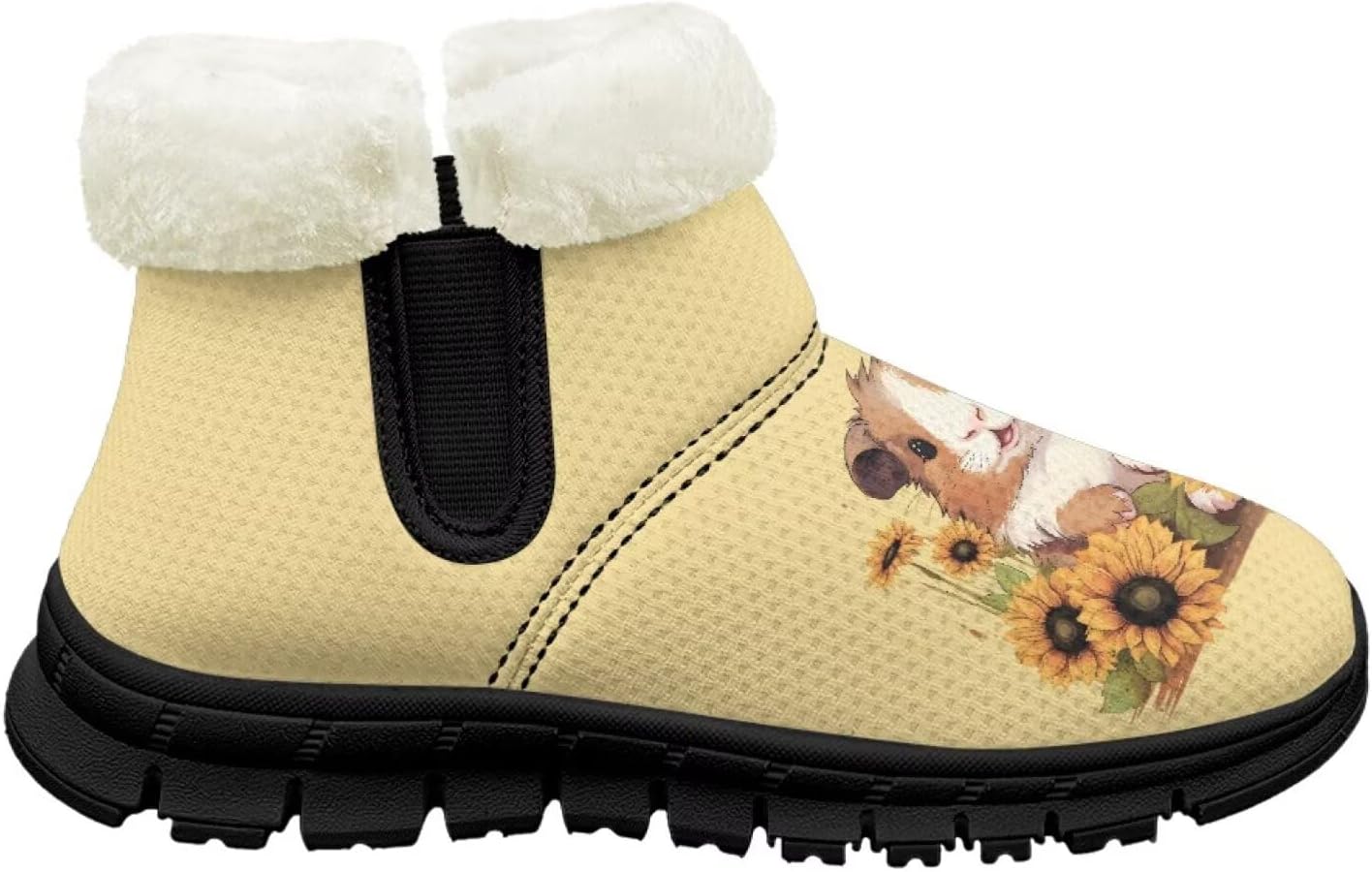 Детские зимние ботинки для девочек с меховой подкладкой, с короткой подошвой, противоскользящие, легкие уличные теплые ботинки для малышей Pointodoor, Sunflowers Guinea Pig — фото 2