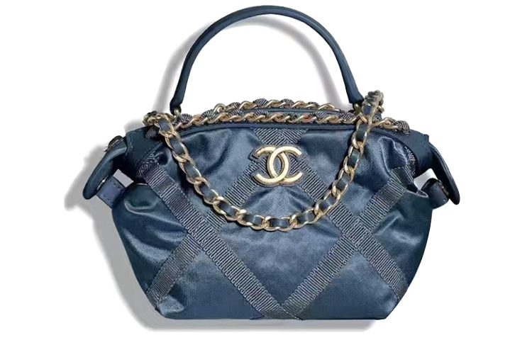 CHANEL Нейлоновая женская сумка тёмно-синяя — фото 2
