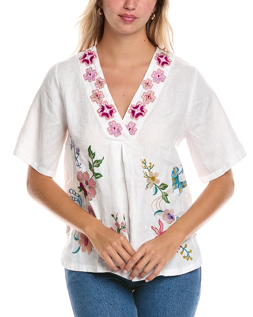 

Джонни Вас Льняная блузка с V-образным вырезом Johnny Was, белый