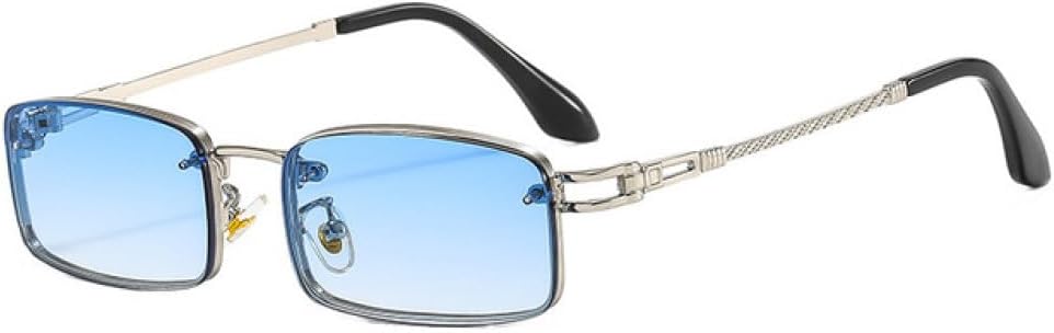 

Маленькие прямоугольные солнцезащитные очки для женщин, модные металлические квадратные солнцезащитные очки для мужчин, ретро-панк очки, женские солнцезащитные очки UV400 WQFFQWK, Silver-blue