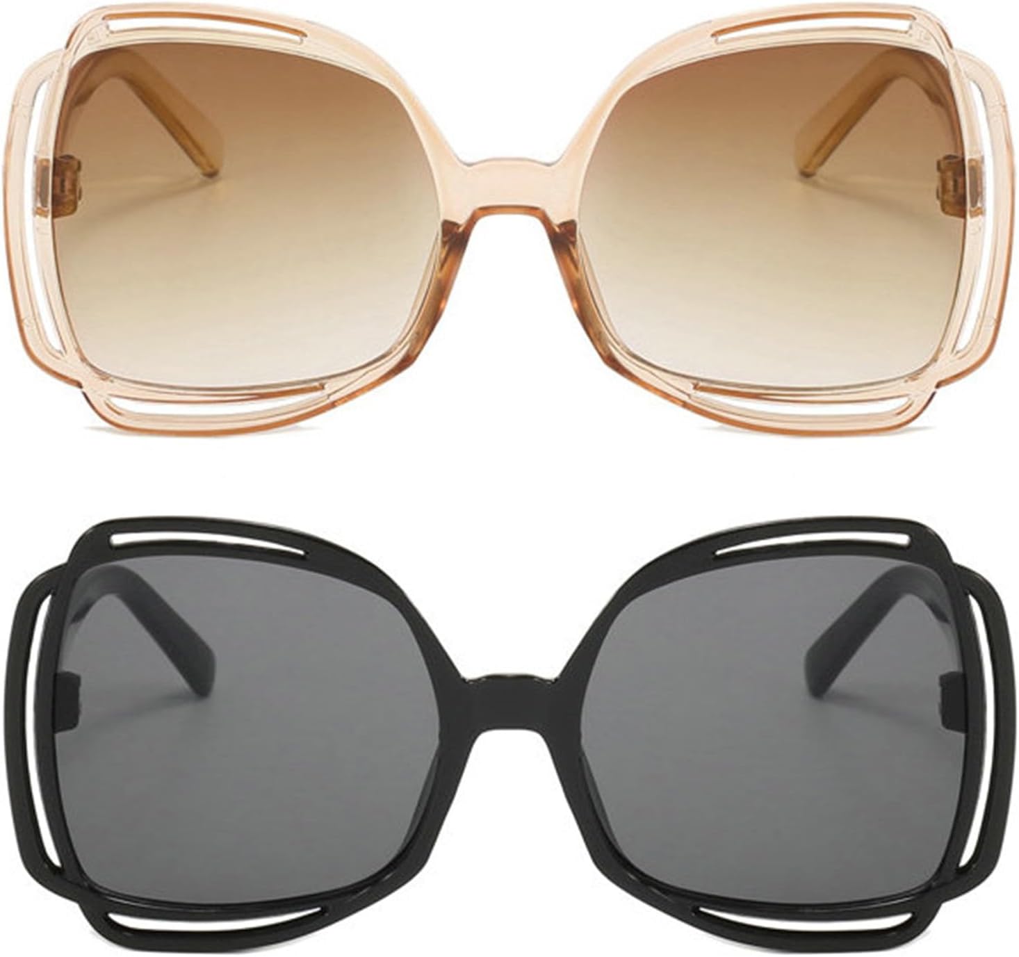 

Солнцезащитные очки Willochra круглые женские, с полыми дужками, панк-солнцезащитные очки для мужчин, большая оправа, винтажные очки, защита от ультрафиолета UV400, 2pcs-black&brown