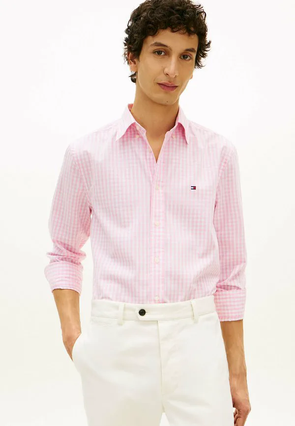 Рубашка из поплина в клетку, стандартного кроя, классического кроя. Tommy Hilfiger, Classic Pink Check