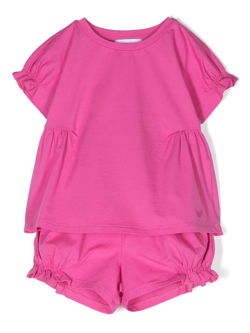 

Комплект из топа и шортов с оборками Emporio Armani Kids, розовый