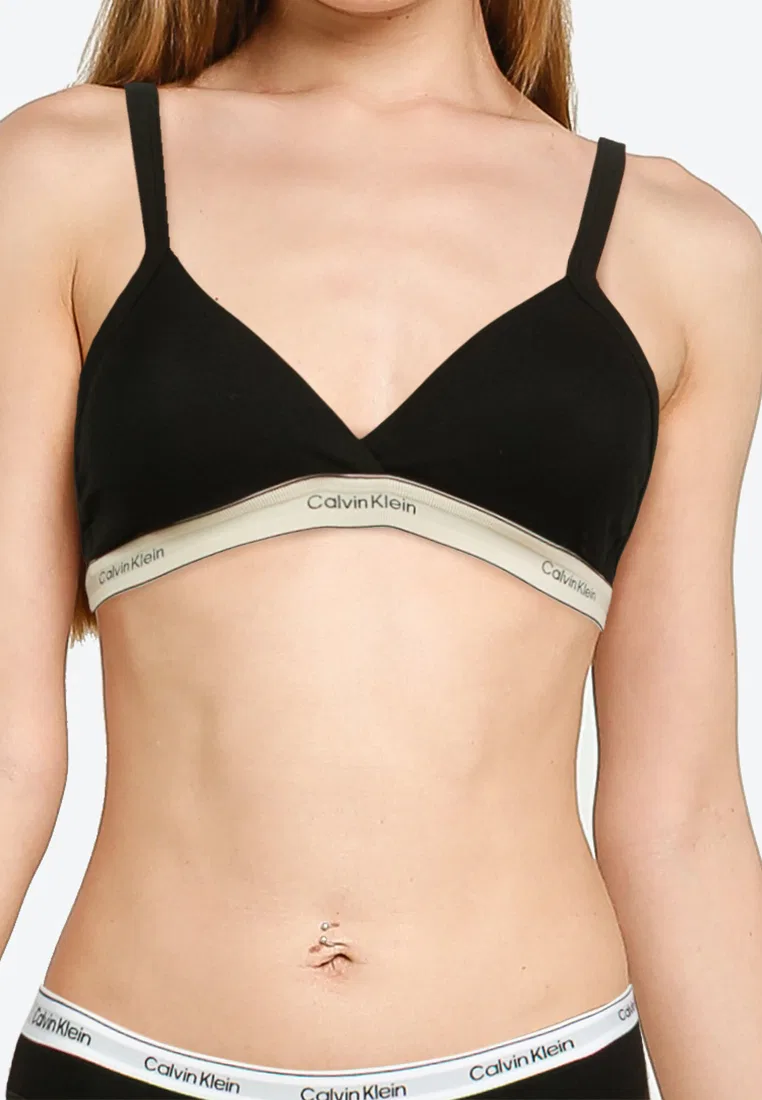Бюстгальтер-бралетт треугольный, с легкой подкладкой, Calvin Klein, черный — фото 3