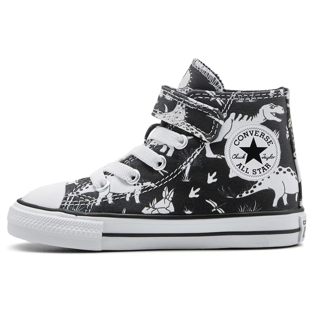 Детские кеды chuck taylor all star 1v высокие с одной застежкой для малышей Converse, black/dinosaur — фото 3