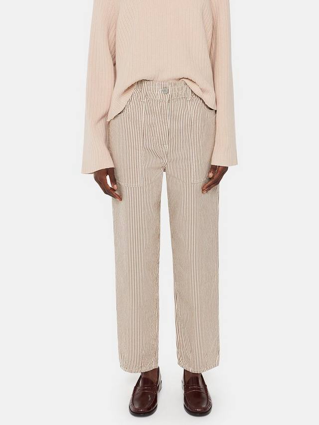 

Брюки в полоску из смеси хлопка и льна tessa Whistles, цвет Brown/Cream