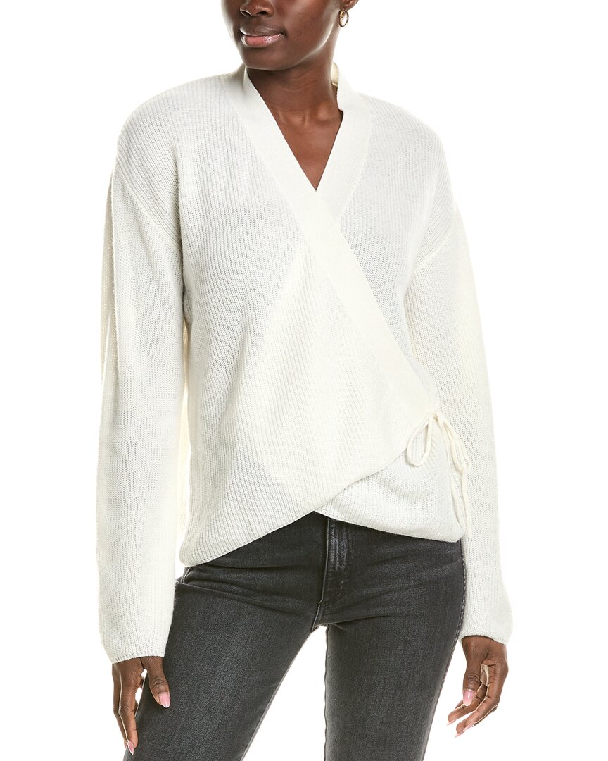 

Кардиган Brodie Cashmere Wool & Cashmere-Blend с запахом в рубчик, белый
