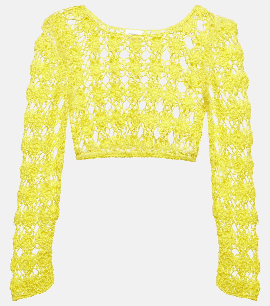 

Укороченный топ из хлопка, связанный крючком Bella Anna Kosturova, желтый