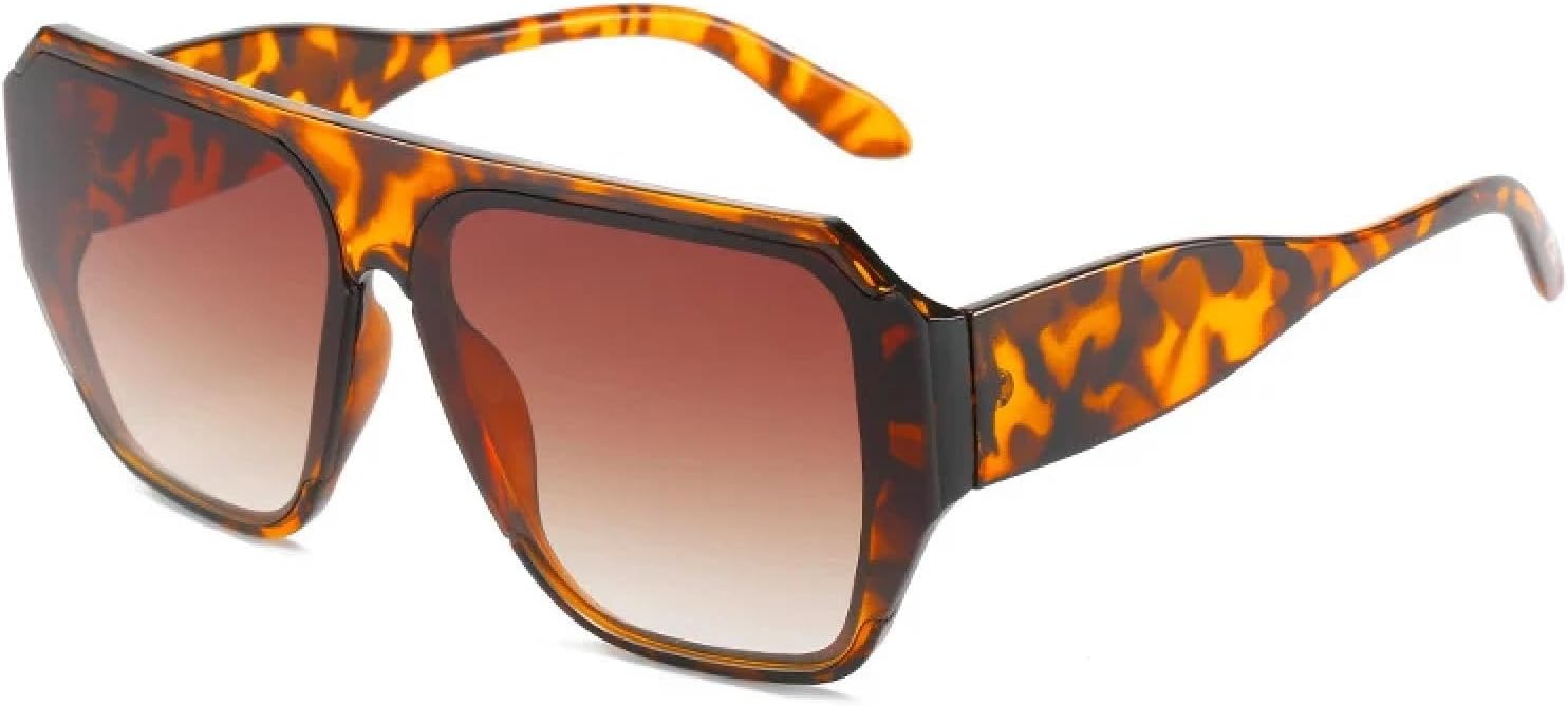 

Крупные солнцезащитные очки для женщин и мужчин, модные, роскошные, в большой оправе, летние, для путешествий, с защитой от УФ-излучения UV400 TKKTLLT, Leopard Gradient Tea