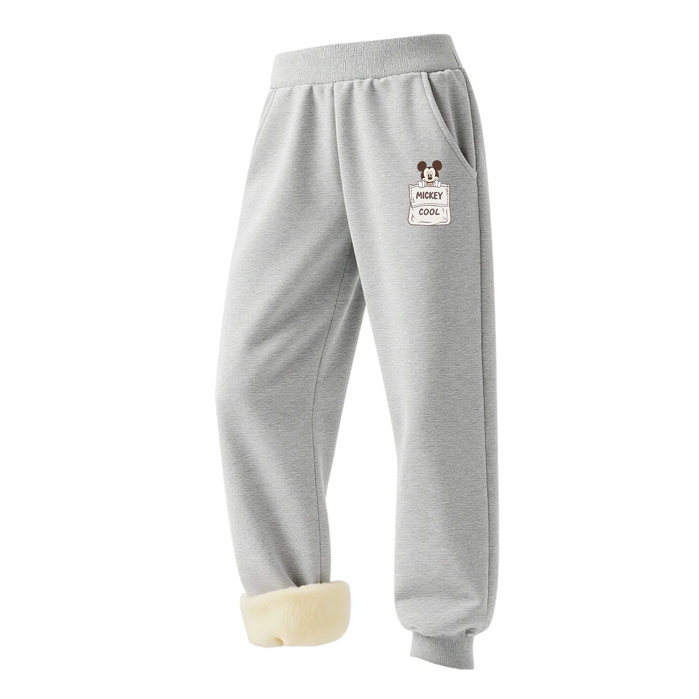 Детские вязаные спортивные штаны утепленные Disney, [Thickened Lamb's Wool]Dicoo Bag K Gray