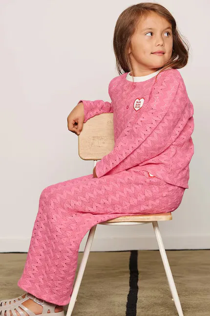 Кардиган детский на пуговицах Lace patch Mini Rodini, розовый — фото 4