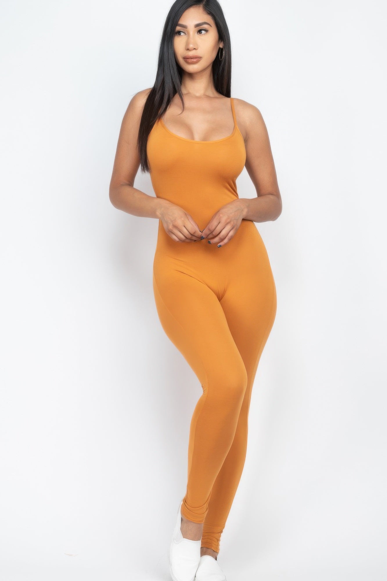 

FASHNZFAB Женский однотонный облегающий комбинезон на бретелях, цвет ultra orange