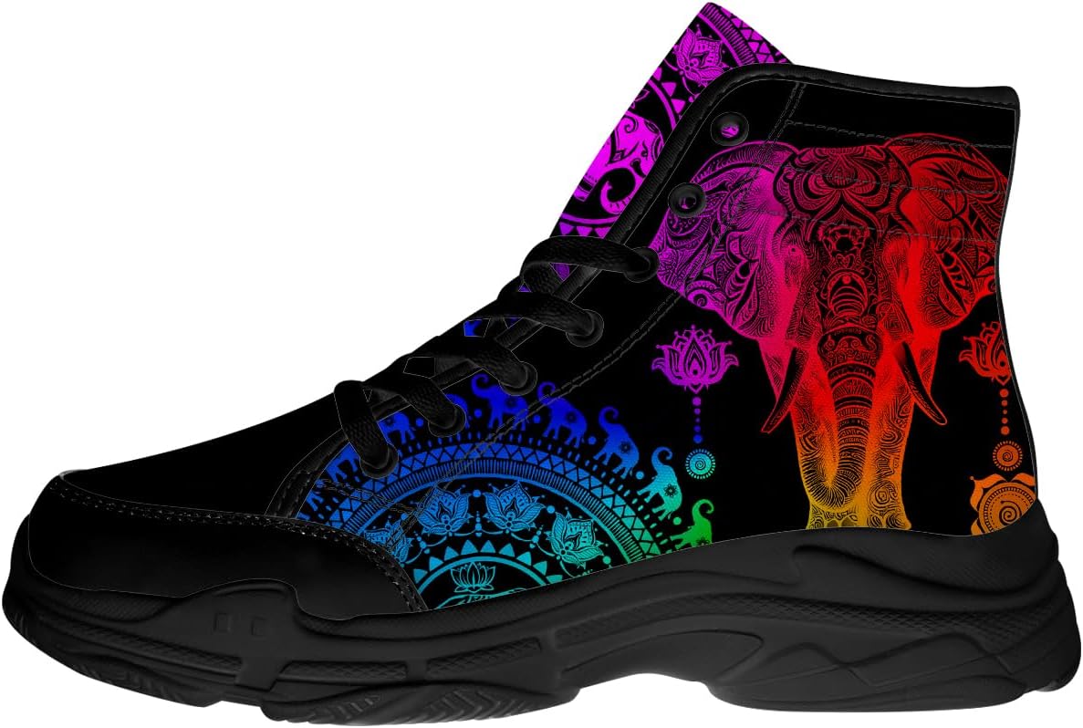 

Мужские и женские высокие кеды с изображением слона, кеды на платформе с кружевами и мандалой, подарки для него и для нее Generic, 3105 Colorful