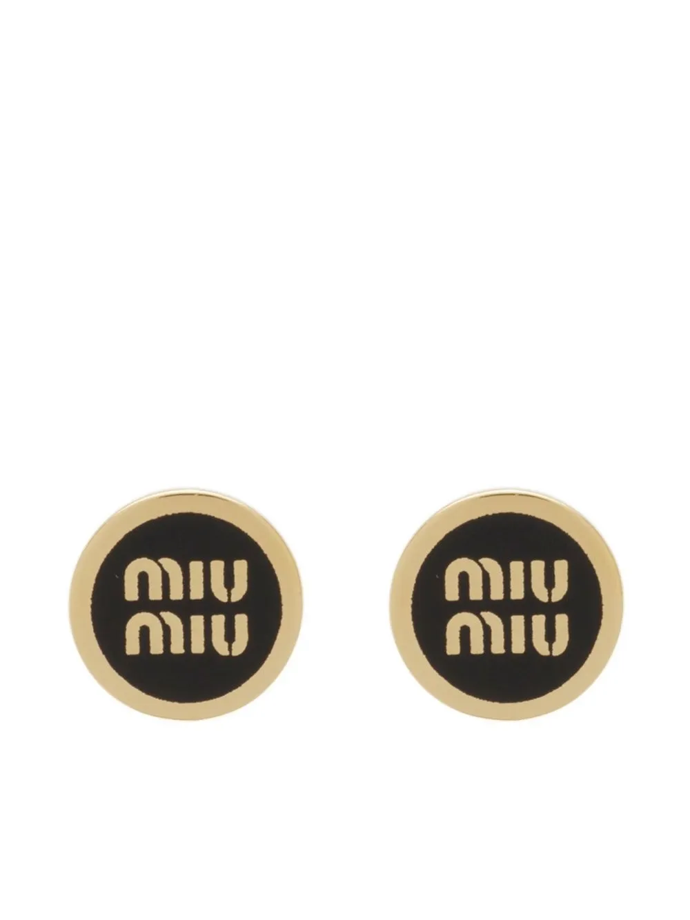 

Серьги-гвоздики с тисненым логотипом MIU MIU, золотой