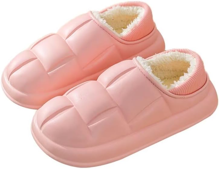

Мужские и женские водоотталкивающие однотонные хлопковые тапочки для зимы, для дома и улицы, для прогулок по снегу Zonkacen, розовый