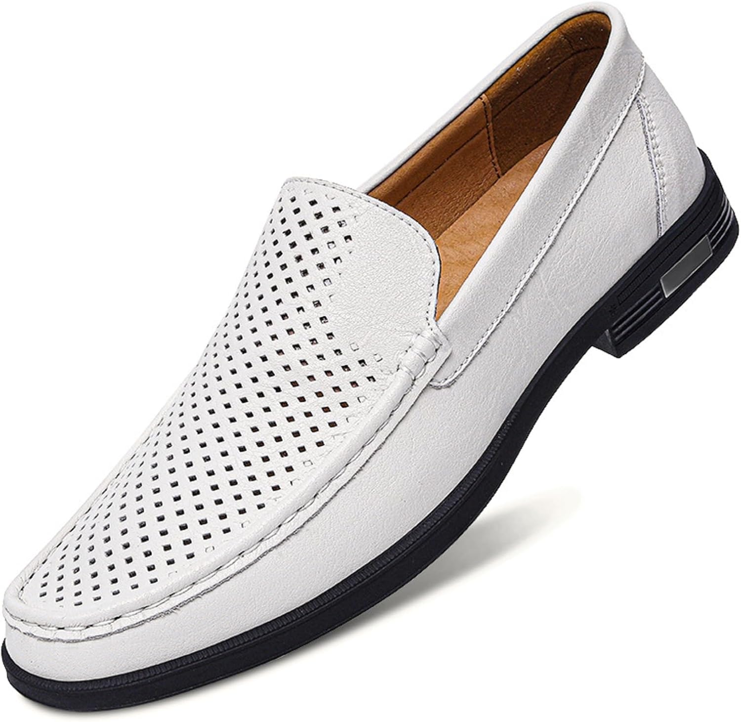 

Мужские кожаные лоферы FERRAOGAN на низком блочном каблуке, удобные, с закругленным носком, для делового и формального стиля, белый