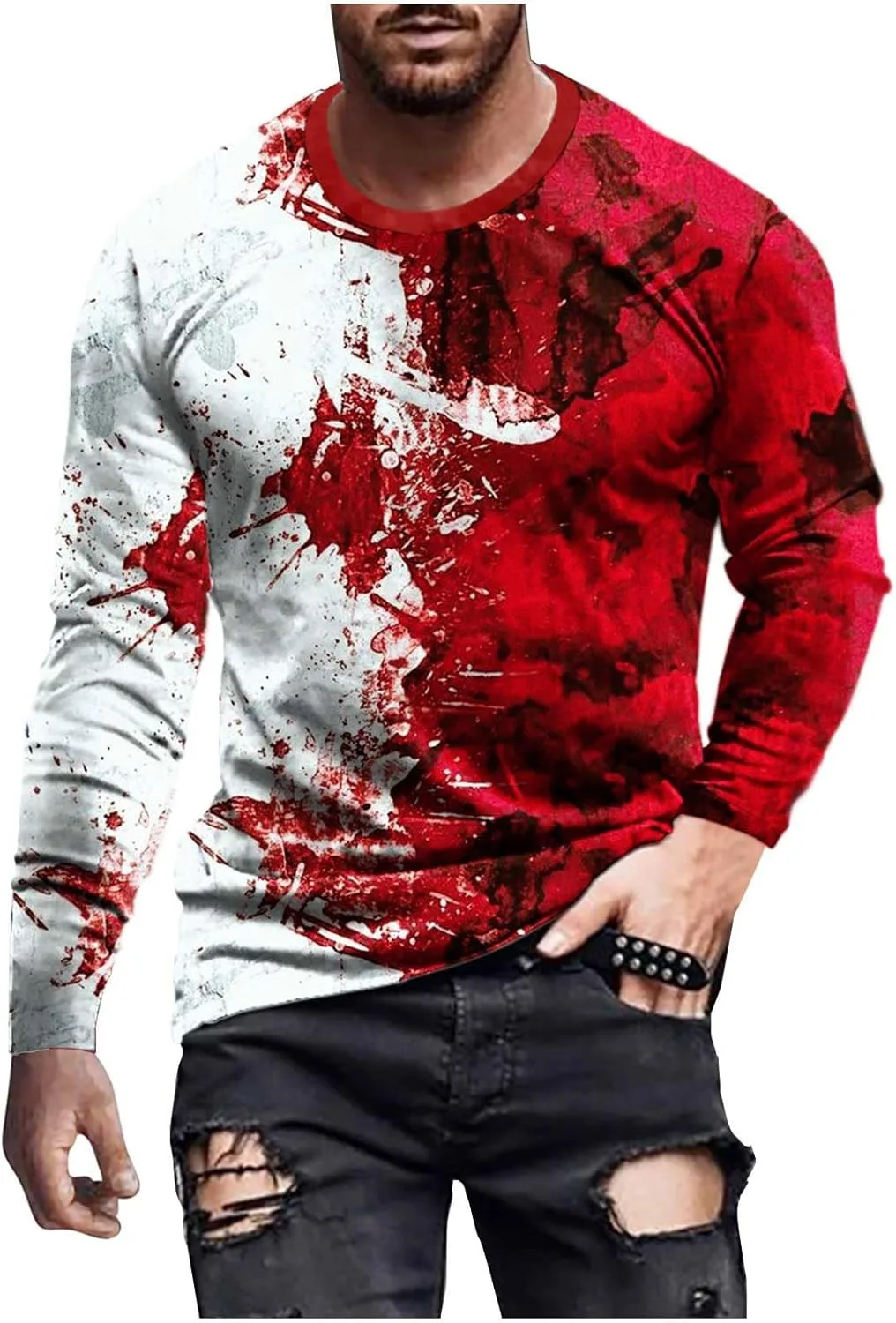 

Мужская футболка с длинным рукавом slim fit tie dye Zeiyignr