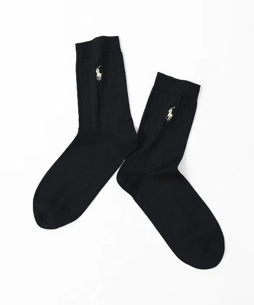 Носки высокие Polo Ralph Lauren с логотипом, хлопковые, черные — фото 3
