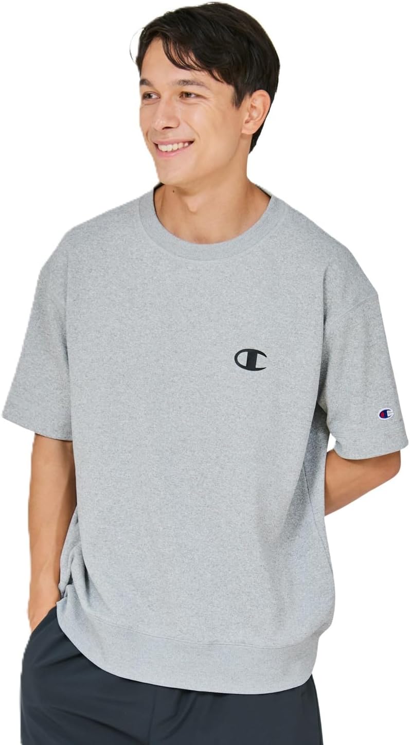 

Мужская толстовка Champion C3-DS002 TECH WEAVE(R) TERRY с коротким рукавом и круглым вырезом, быстросохнущая, эластичная, с принтом в виде логотипа, серый