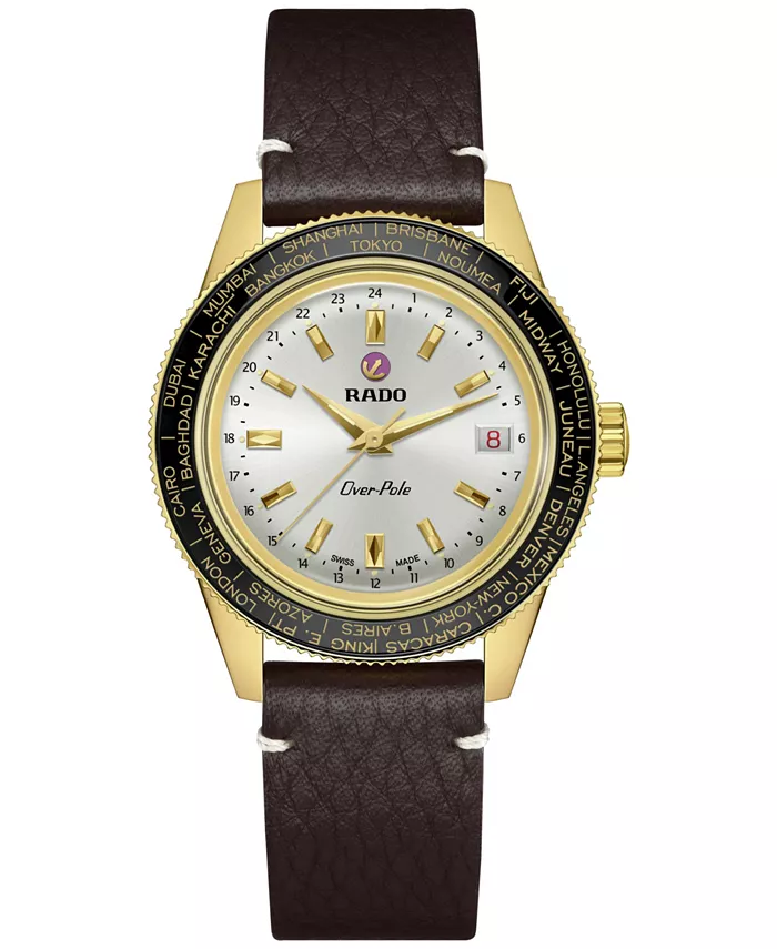 

Унисекс-часы Swiss Automatic Captain Cook Over-Pole с коричневым кожаным ремешком и сменными ремешками, 39 мм Rado