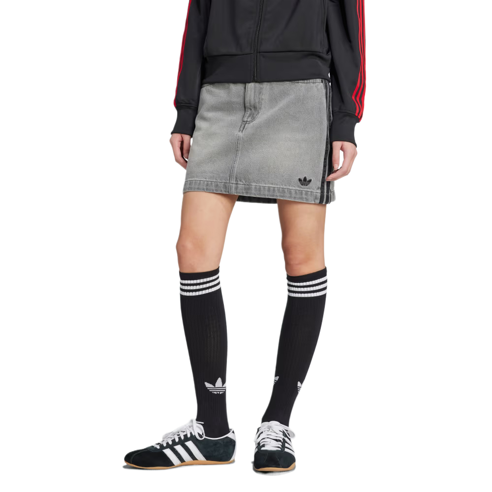 Джинсовая мини-юбка adicolor 3 stripes Adidas Originals, серый — фото 2