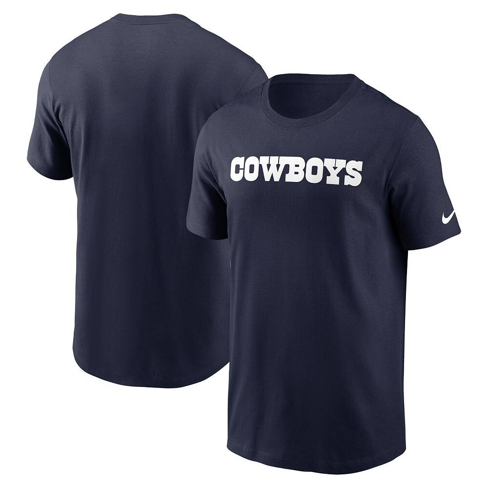 Мужская темно-синяя футболка Nike Dallas Cowboys Primetime Wordmark Essential, цвет Cow Navy