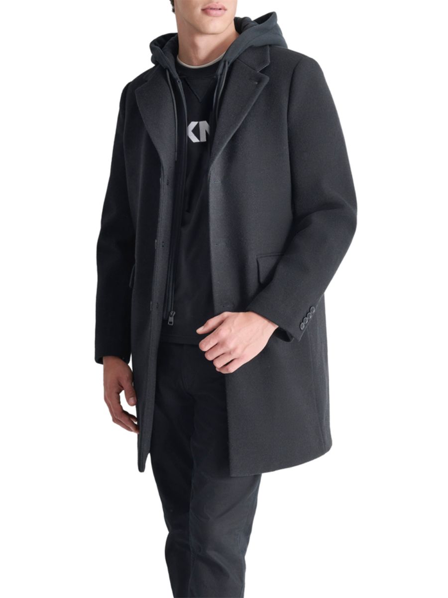 

Пальто из искусственной шерсти DKNY, черный