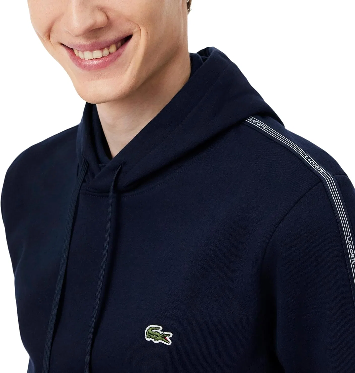 Мужская толстовка Lacoste с логотипом и полосками на молнии, темно-синий — фото 2
