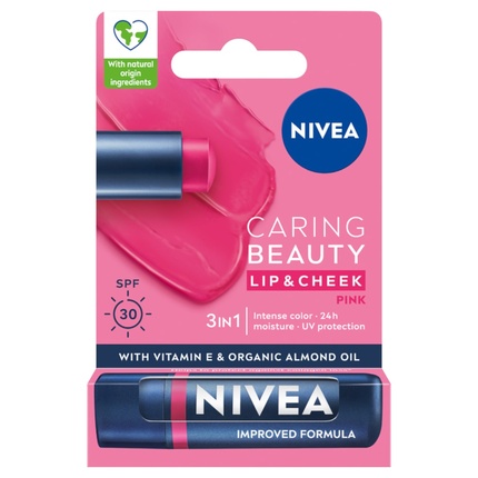 

Ухаживающий бальзам для губ Caring Beauty 3 в 1, розовый - 48 г Nivea