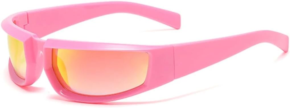 

Ретро-панк женские солнцезащитные очки, модные разноцветные зеркальные очки с защитой от УФ-излучения UV400, мужские очки для активного отдыха и вождения UUPTTPL, Pink Red Mirror