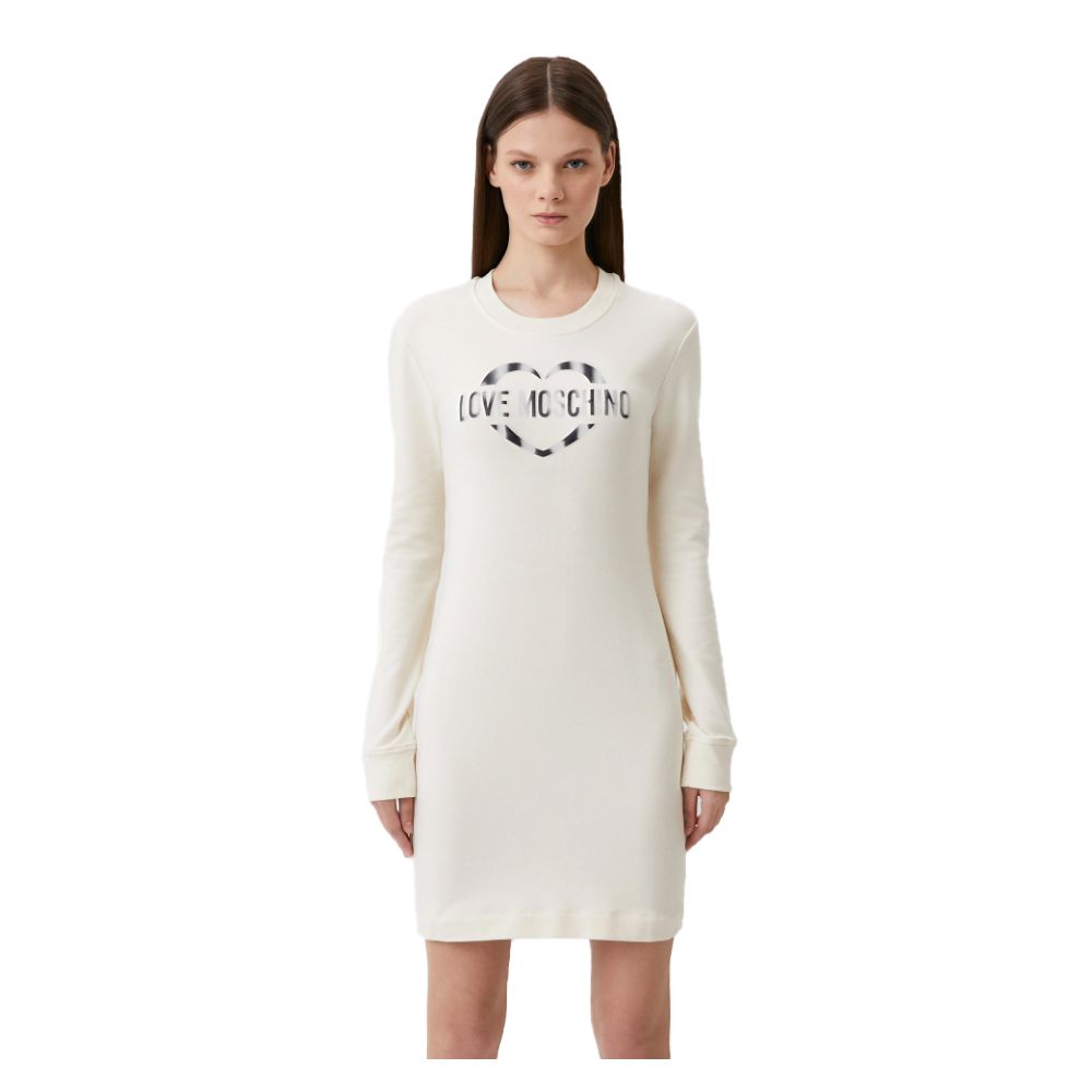 

Шикарное белое платье из хлопковой смеси с логотипом LOVE MOSCHINO