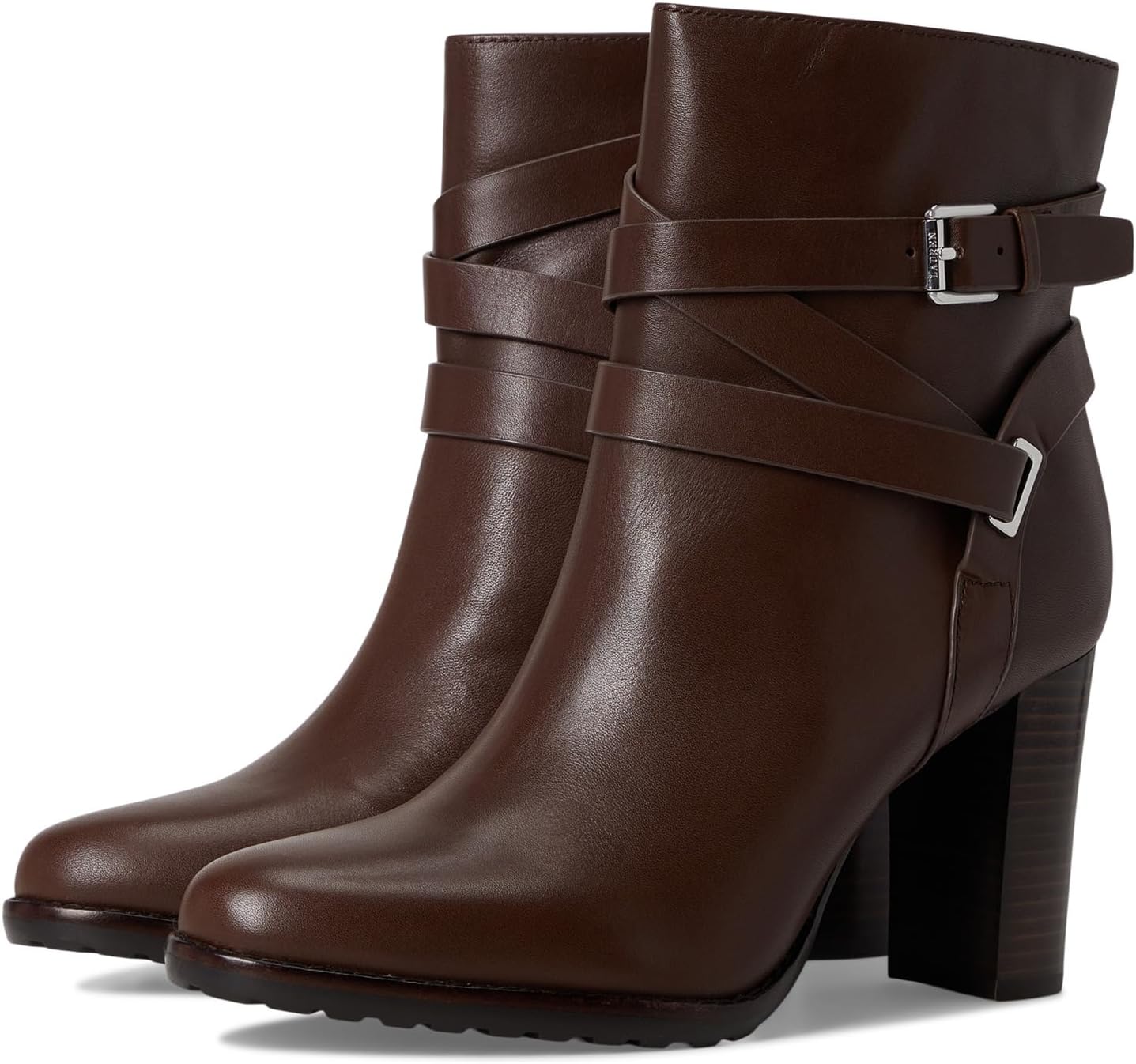 Ботинки Lauren Ralph Lauren Collins Calfskin Bootie Heel, цвет Dark Hickory