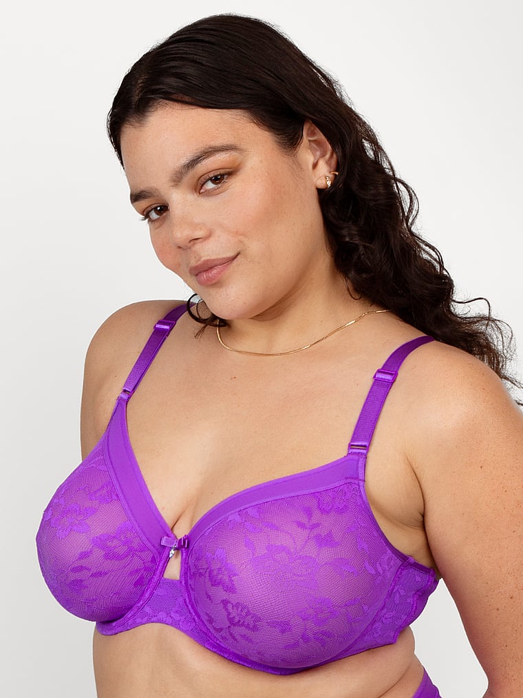 

Бюстгальтер из гладкого кружева без подкладки Curvy Couture, фиолетовый