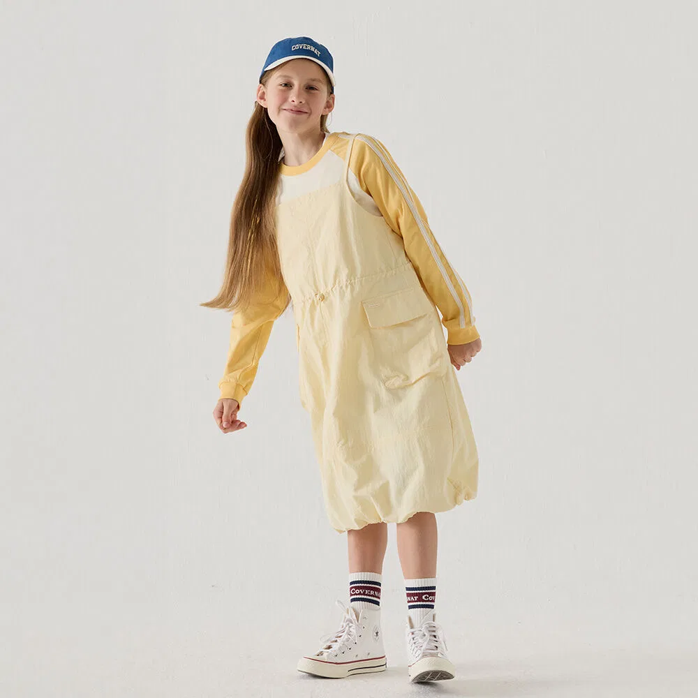 Детское лимонное нейлоновое платье-карго со шнурком от Covernat Kids