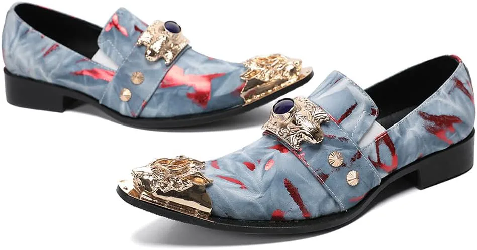Мужские классические туфли Santimon из замши и кожи, многоцветные с драконом, металлическим наконечником, одной застежкой, золотыми кристаллами и бусинами, свадебные формальные лоферы, серый — фото 3