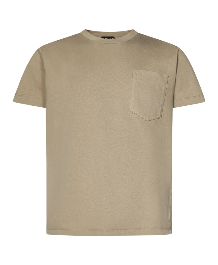 

Ребристая футболка с круглым вырезом Tom Ford, бежевый