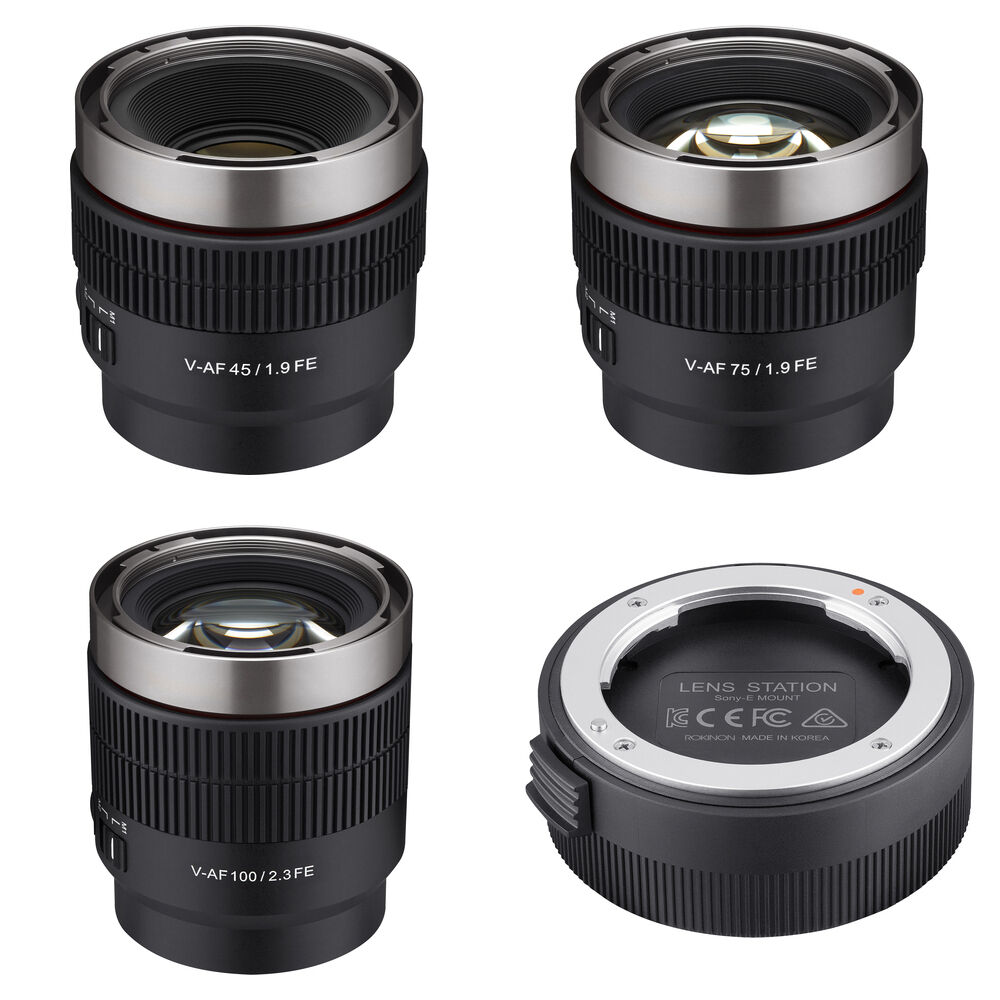 

Rokinon Cine AF T1.9/2.3 - полнокадровый комплект из 3 объективов 45/75/100 мм с объективной станцией (Sony E)