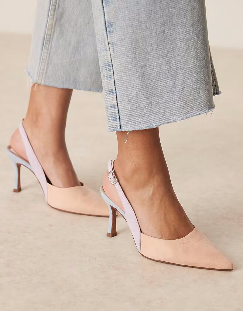Туфли-шпильки с открытой пяткой ASOS DESIGN Wide Fit Samber из разноцветной замши