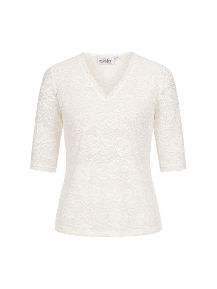 

Традиционная блузка Frieda с короткими рукавами кремового цвета Nübler