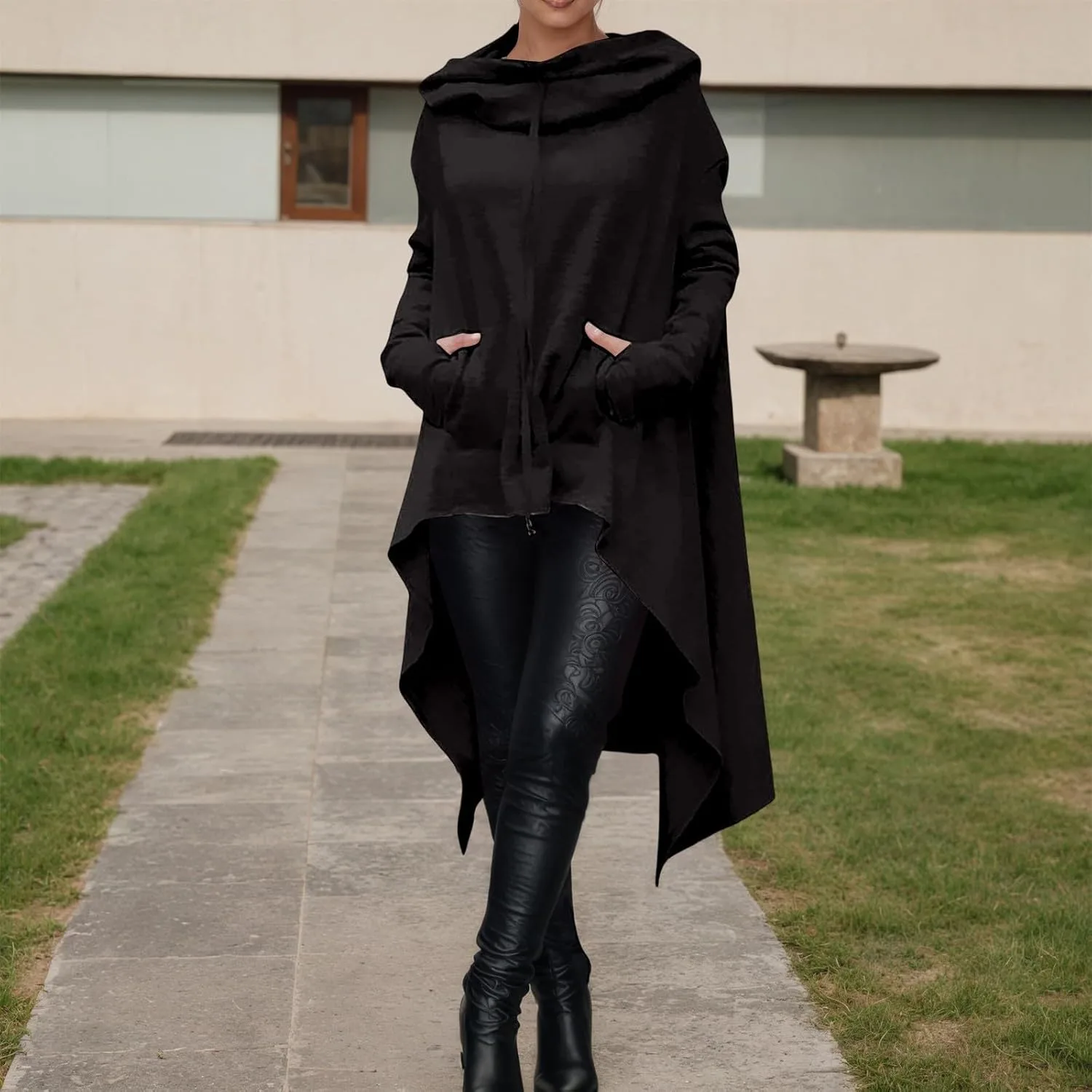 Длинный худи для женщин oversize с асимметричным кроем — фото 2