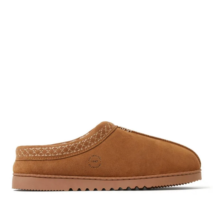 Тапочки-сабо Dean из натуральной замши с вышивкой Dearfoams, Chestnut — фото 3
