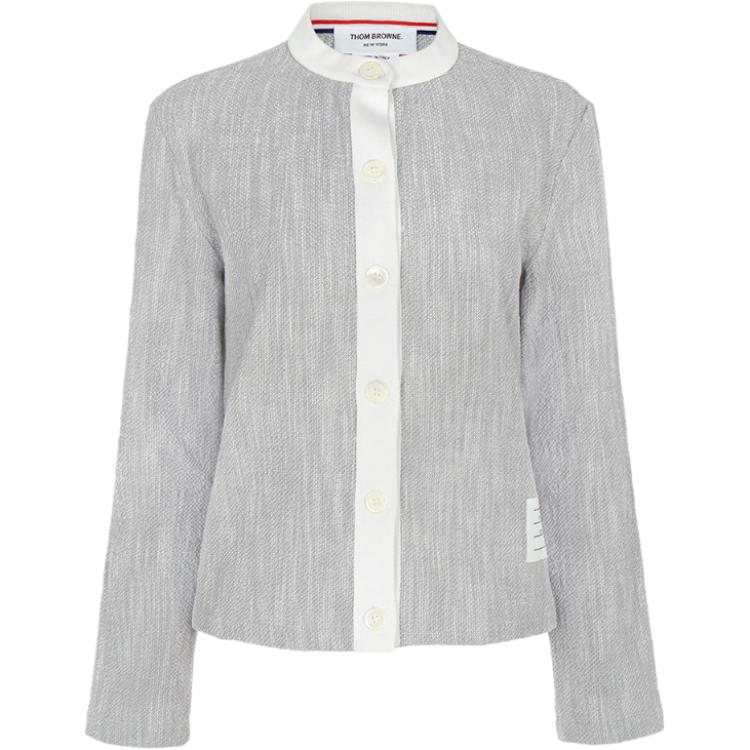 

Твидовый хлопковый кардиган THOM BROWNE, светло-серый