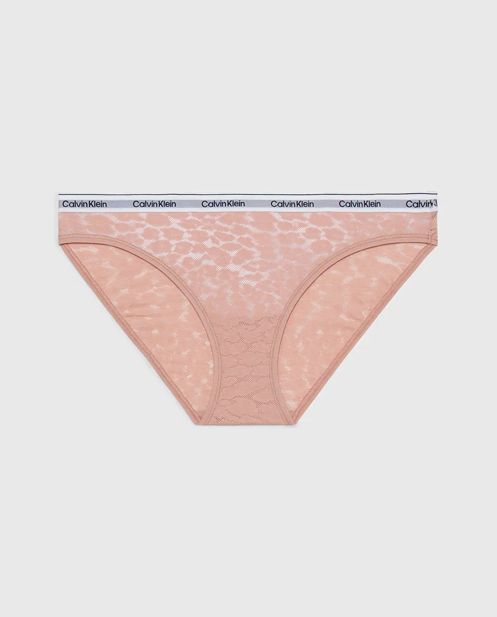 Классические трусики с современным логотипом и кружевом Calvin Klein, розовый — фото 4