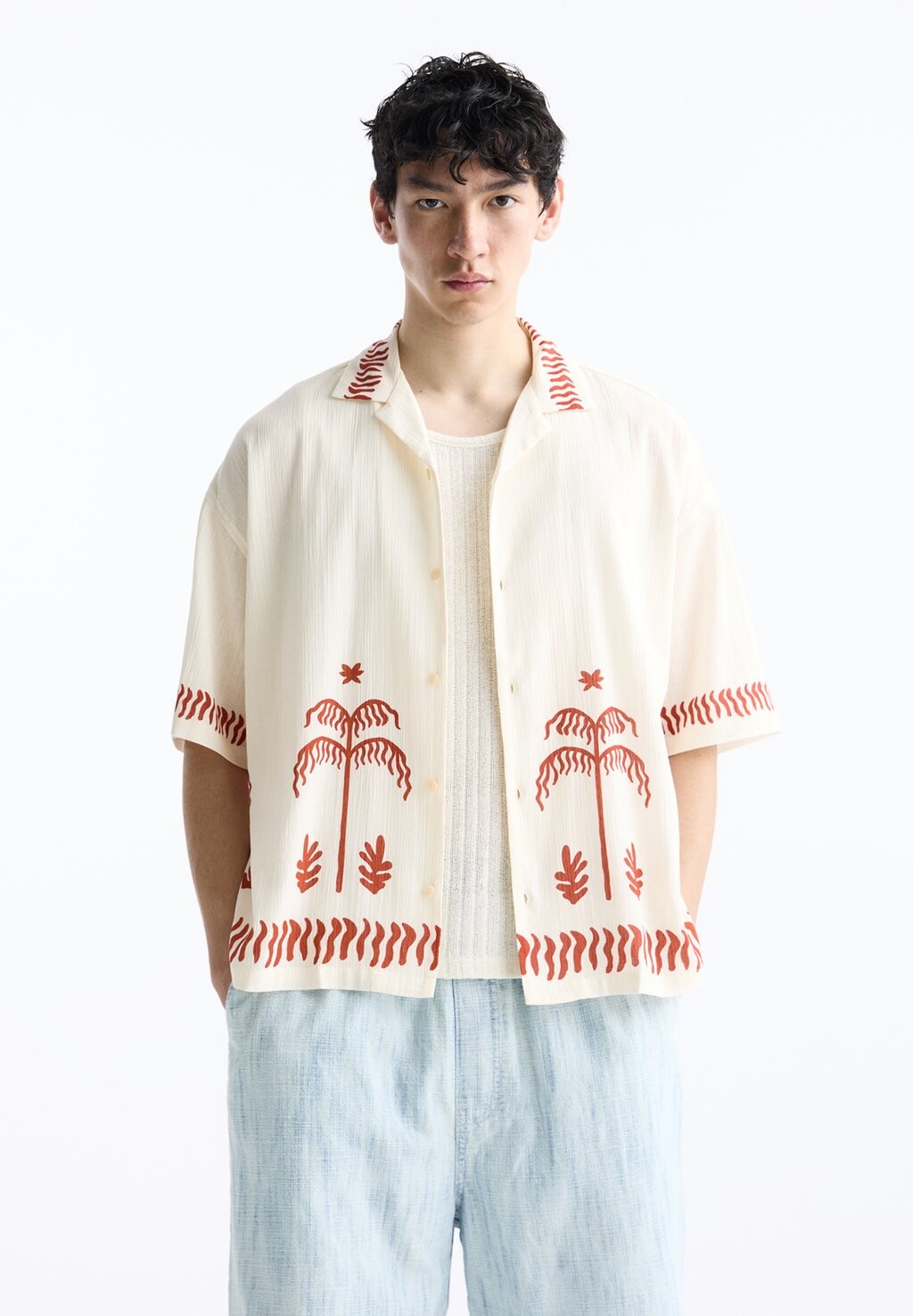 

Рубашка PALM TREE PULL&BEAR, белый