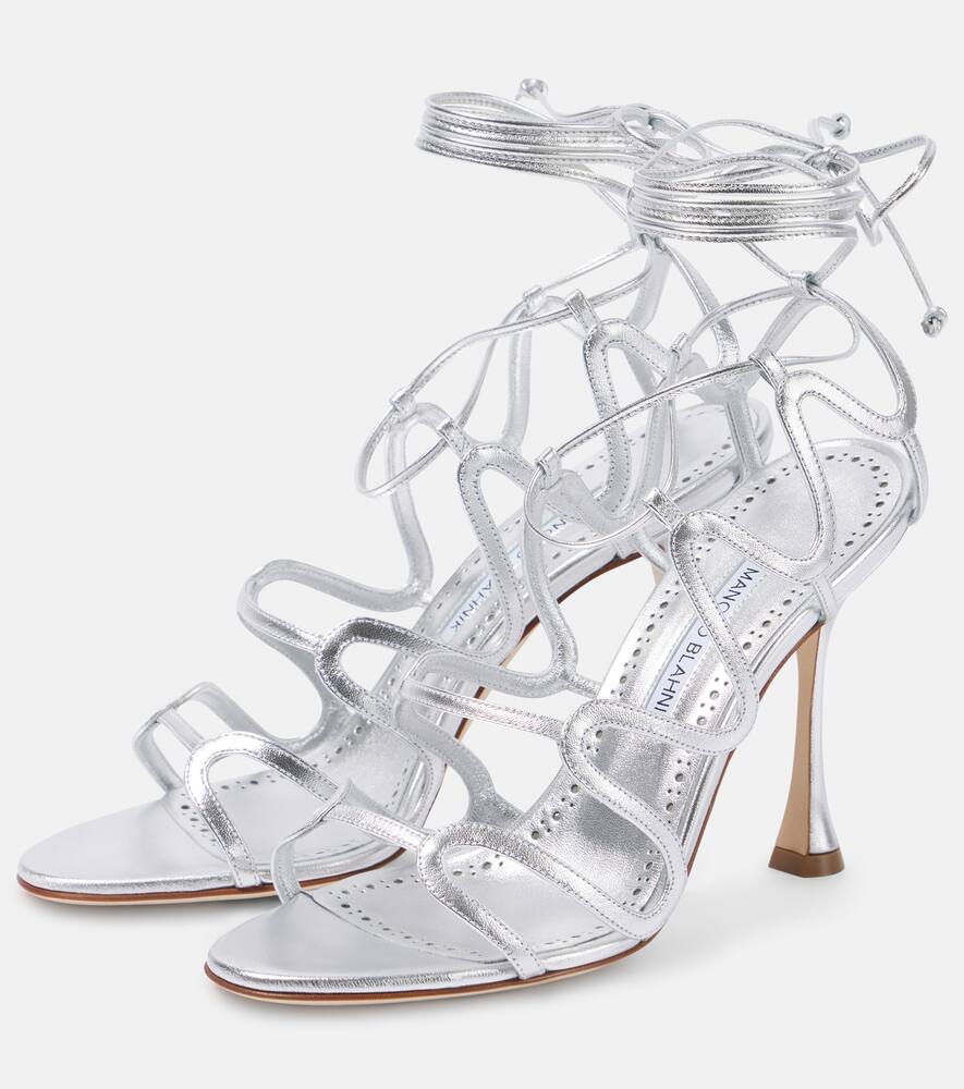Fawda 105 сандалии из металлизированной кожи Manolo Blahnik, 0454 Silv — фото 4