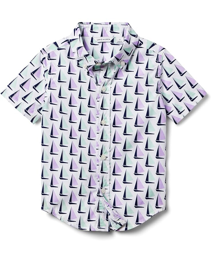

Рубашка Janie and Jack Sailboat Print Button Up Shirt, разноцветный